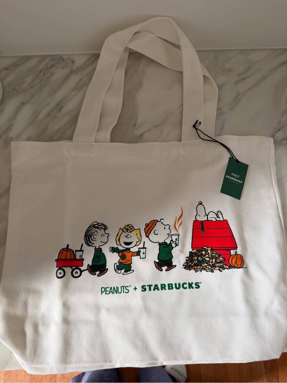 NWT Peanuts x Starbucks Cream Tote RESERVE collection